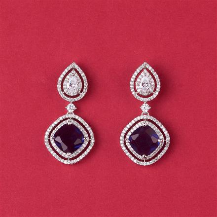 Cz Classic Earring With Rhodium Plating