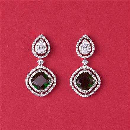Cz Classic Earring With Rhodium Plating