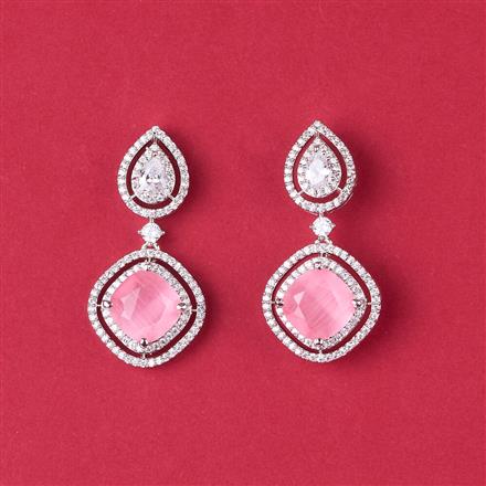 Cz Classic Earring With Rhodium Plating