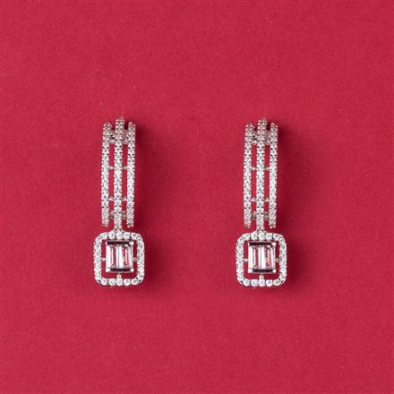 Cz Classic Earring With Carat 2 Tone Rhodium Plating