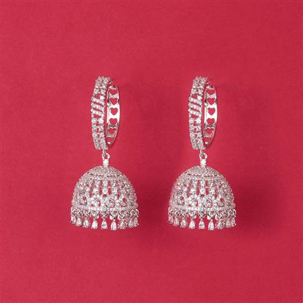 Cz Classic Jhumki With Carat 2 Tone Rhodium Plating