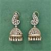 Cz Classic Jhumki With Mehndi 2 Tone Rhodium Plating