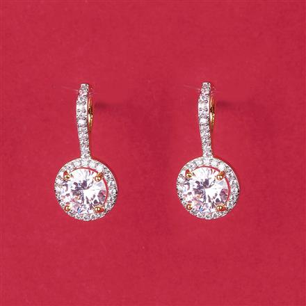Cz Delicate Earring With Carat 2 Tone Rhodium Plating