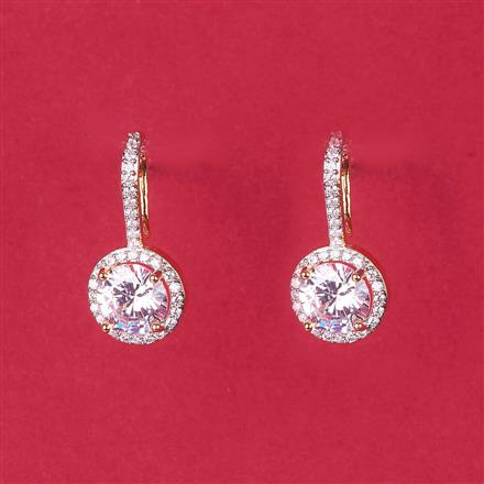 Cz Delicate Earring With Carat 2 Tone Rhodium Plating