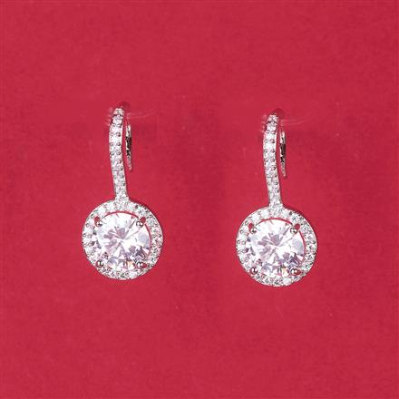 Cz Delicate Earring With Carat 2 Tone Rhodium Plating