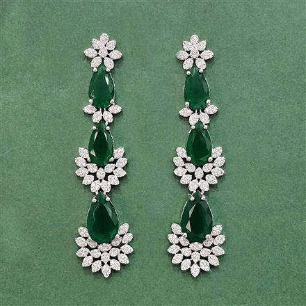 Cz Classic Earring With Rhodium Plating