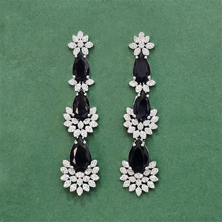 Cz Classic Earring With Rhodium Plating