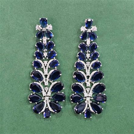 Cz Classic Earring With Rhodium Plating
