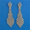 American Diamond Long Earring with Rhodium Plating 2 Tone Plating Mehndi Plating