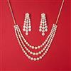 Cz 3 Line Necklace Set With 2 Tone Plating