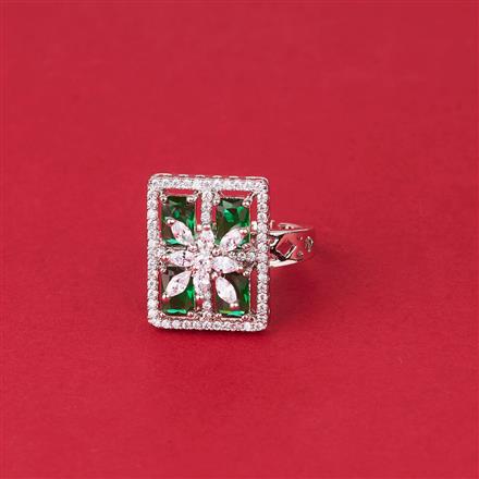 Cz Adjustable Ring With Rhodium Plating