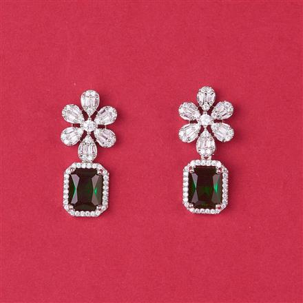 Cz Short Earring With Rhodium Plating