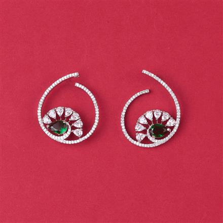 Cz Classic Earring With Rhodium Plating
