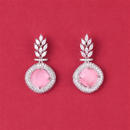 Cz Classic Earring With Rhodium Plating