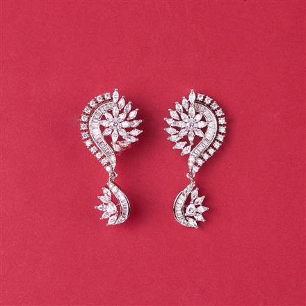 Cz Classic Earring With Carat 2 Tone Rhodium Plating
