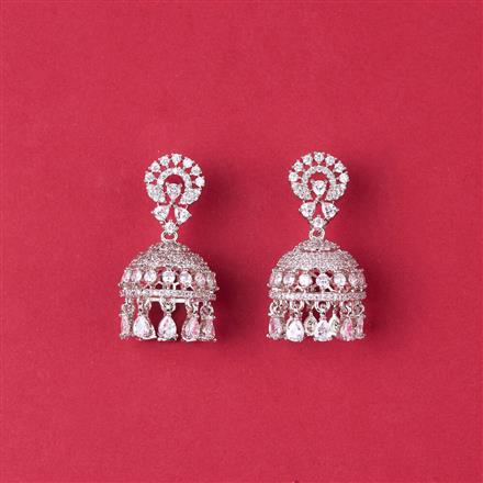 Cz Classic Jhumki With Carat 2 Tone Rhodium Plating