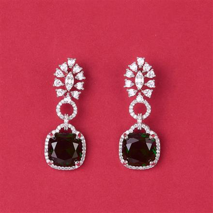 Cz Classic Earring With Rhodium Plating