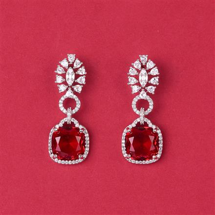 Cz Classic Earring With Rhodium Plating