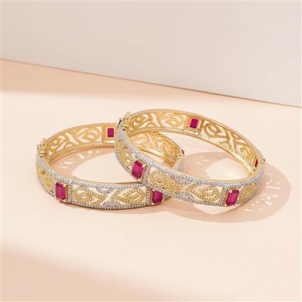 Cz Classic Bangles With 2 Tone Plating