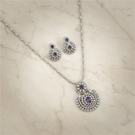 Cz Classic Pendant Set With Rhodium Plating