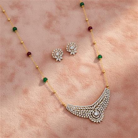 Cz Classic Pendant Set With 2 Tone Plating