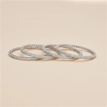 Cz Classic Bangles With Rhodium Plating