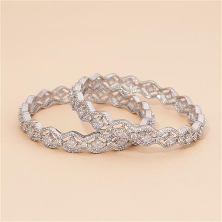 Cz Classic Bangles With Rhodium Plating