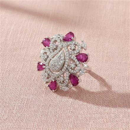 Cz Adjustable Ring With Rhodium Plating