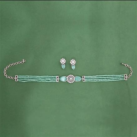Cz Classic Necklace Set With Rhodium Plating