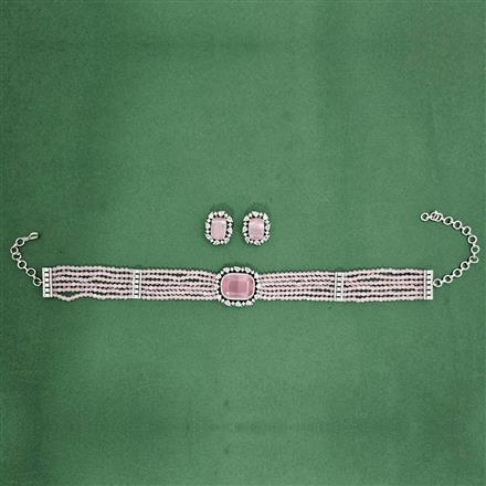 Cz Classic Necklace Set With Rhodium Plating