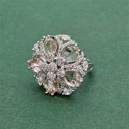 Cz Adjustable Ring With Rhodium Plating