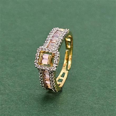 Cz Adjustable Ring With 2 Tone Plating