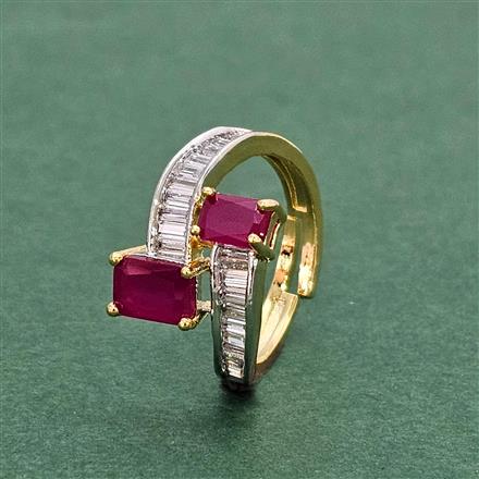 Cz Adjustable Ring With 2 Tone Plating