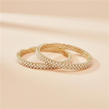 Cz Pearl Bangles With Gold Plating