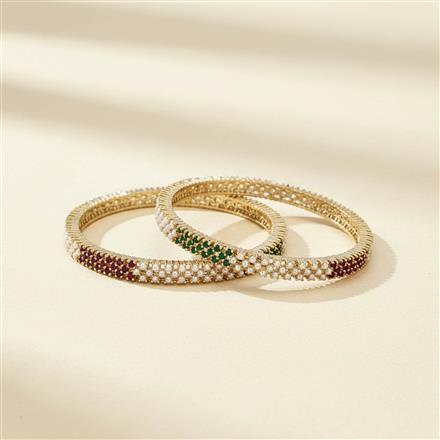 Cz Pearl Bangles With Gold Plating