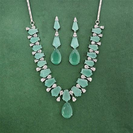 Cz Classic Necklace Set With Rhodium Plating