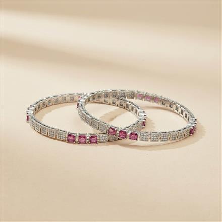 Cz Classic Bangles With Rhodium Plating