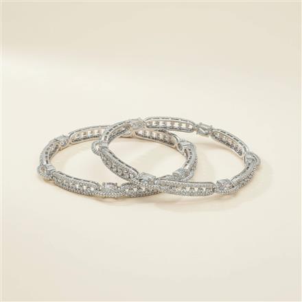 Cz Classic Bangles With Rhodium Plating