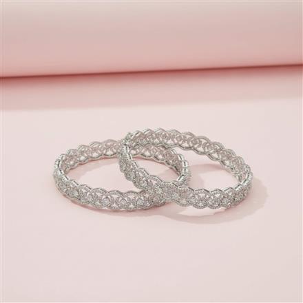 Cz Openable Bangles With Rhodium Plating