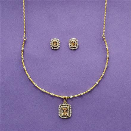 Cz Pipe Pendant Set With 2 Tone Plating