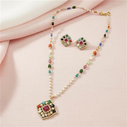 Cz Classic Pendant Set With 2 Tone Plating