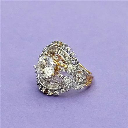 Cz Adjustable Ring With Carat 2 Tone Rhodium Plating
