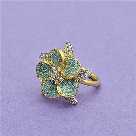 Cz Adjustable Ring With 2 Tone Plating