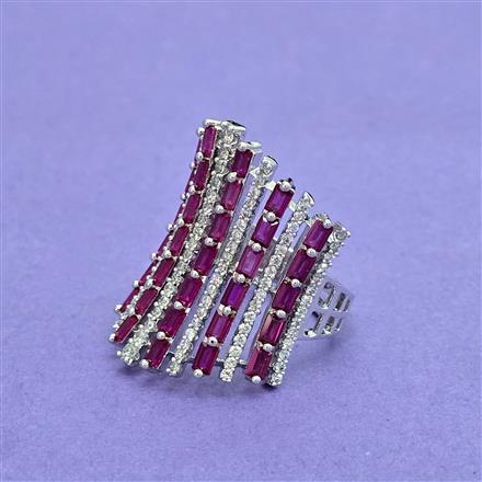 Cz Adjustable Ring With Rhodium Plating