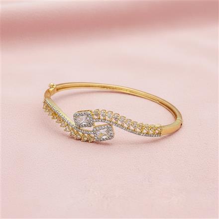 Cz Classic Kada With 2 Tone Rhodium Plating