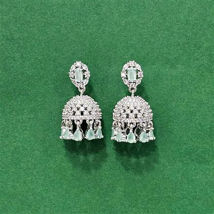 Cz Jhumki With Rhodium Plating