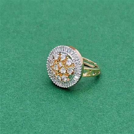 Cz Adjustable Ring With Carat 2 Tone Rhodium Plating