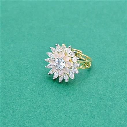Cz Adjustable Ring With 2 Tone Plating