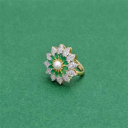 Cz Adjustable Ring With 2 Tone Plating