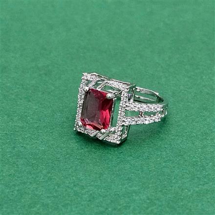 Cz Adjustable Ring With Rhodium Plating